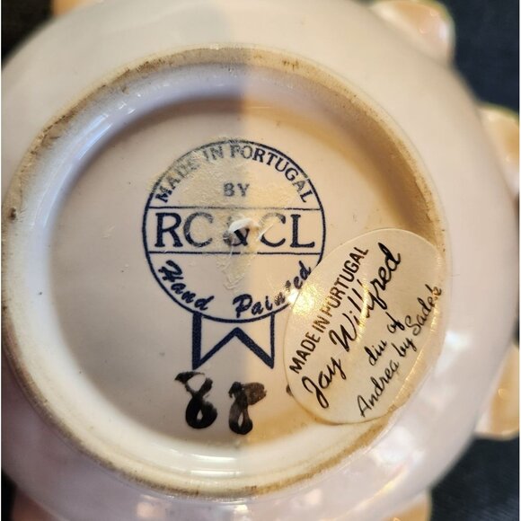 Vtg Bowl Basket Hand-Painted Ceramic Floral Jay Willfred Portugal grannycore - Picture 2 of 4